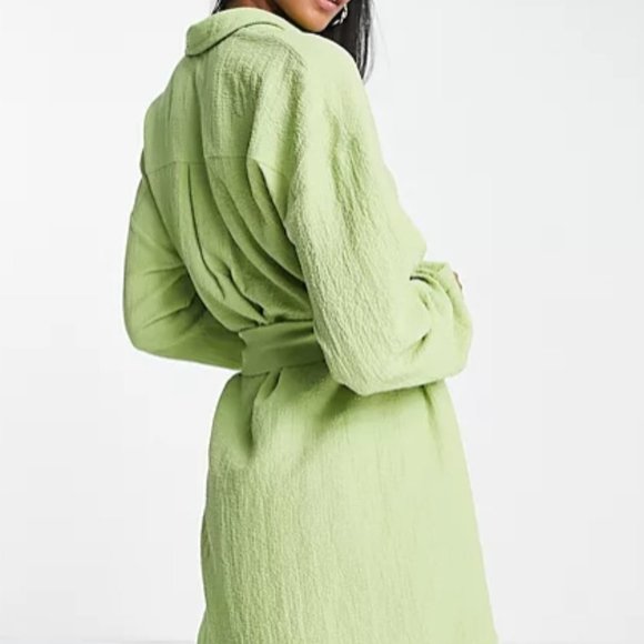 Lola May shirt Dress with Tie Waist in Green - Picture 2 of 7